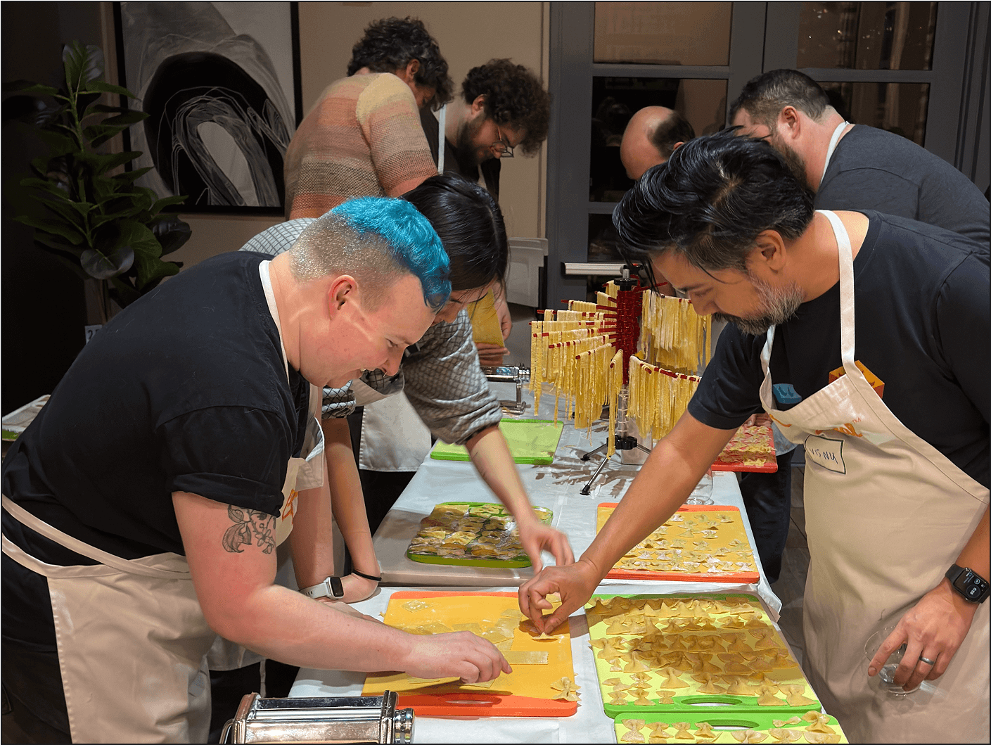 Observable team participating in a cooking class.